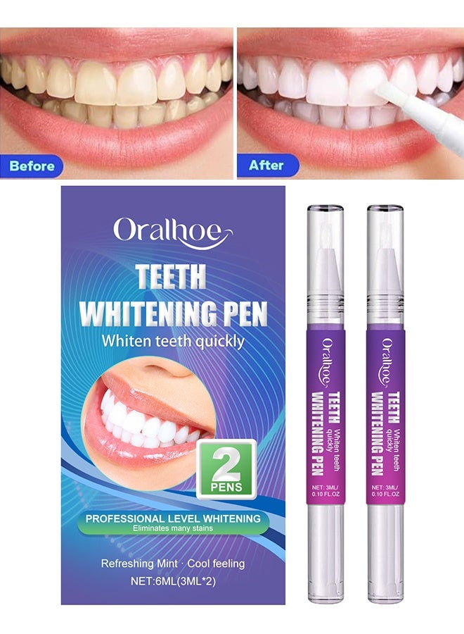 ORALHOE Teeth Whitening Pen, Teeth Whitener Kit Tooth Whitening Pen Gel Effective For Professionally Stain Removal, Painless, Low Sensitivity, No Sensitivity Snow Teeth Whitener Gel Kit For A Brighter Smile (Pack Of 2) - Image 1